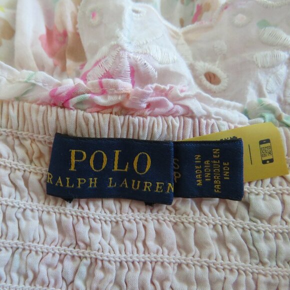 POLO RALPH LAUREN Floral Ruffled Peplum Tank Top Eyelet Pastel Cottage Preppy - Picture 13 of 13